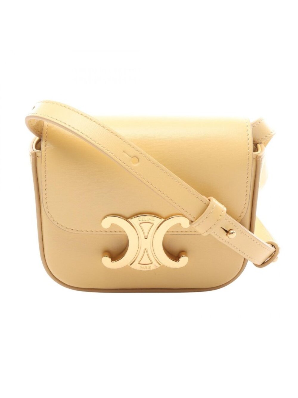 Celine Shoulder Bag Mini Claude Yellow Beige Leather